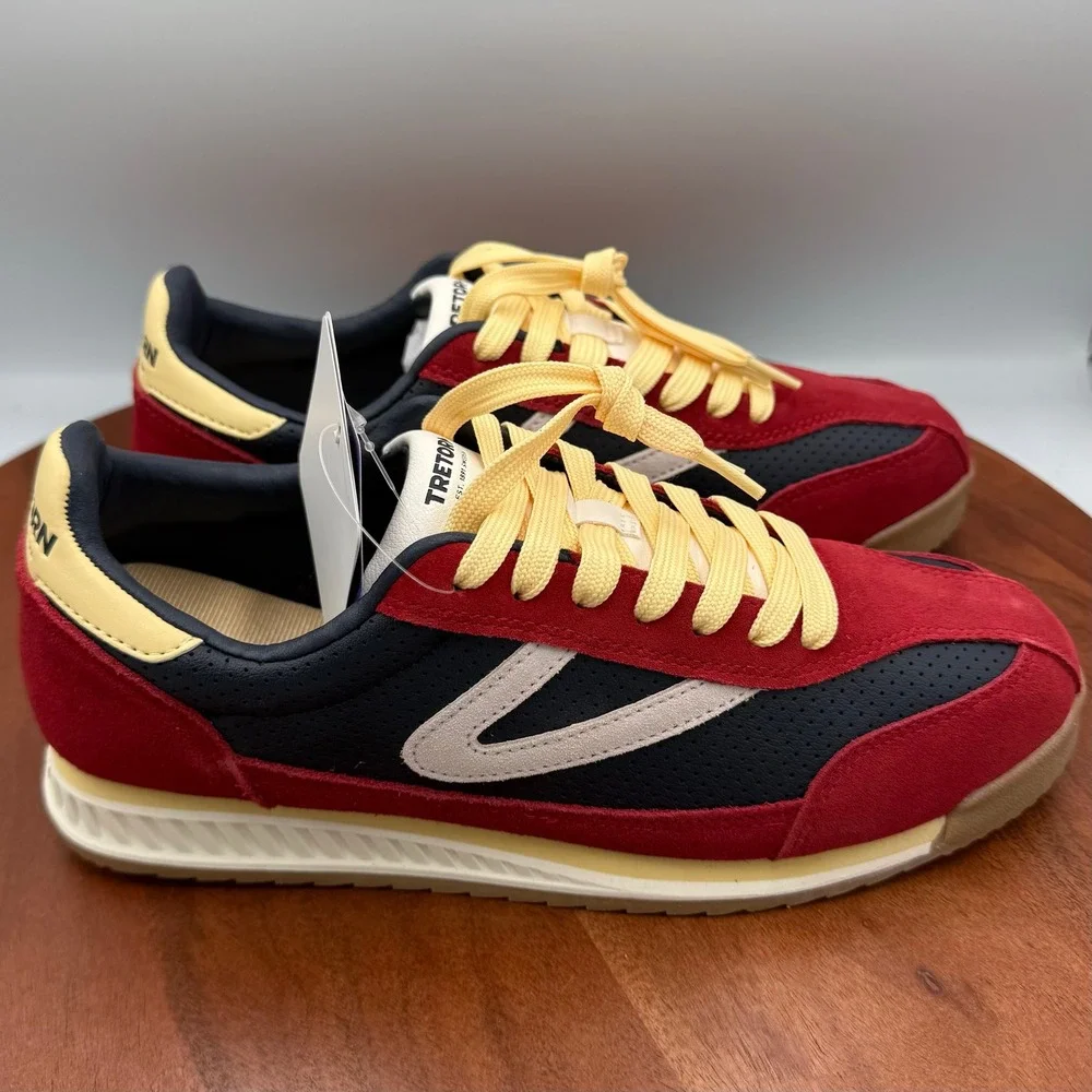 Tretorn Rawlins 2.0 Sneakers Colorblock Red Navy Yellow Retro Sporty Womens 9 - Picture 7 of 12
